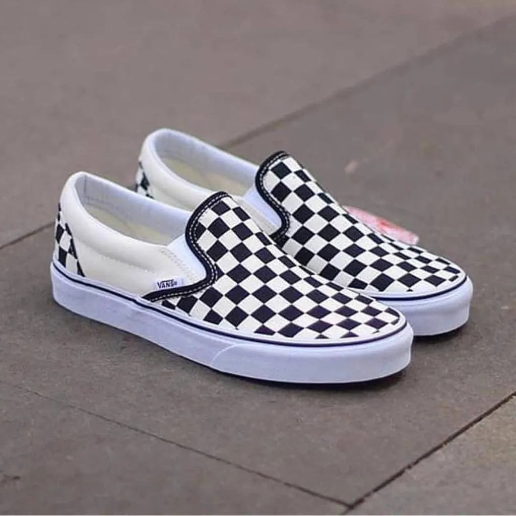 hbcfgnbthxdrrf5157 PRIA Vans slip On Chess Shoes Black White Premium Vans  old Skool Unisex Men's Shoes Authentic Women's Shoes Unisex Casual Shoes  Sneakers Premium Quality Skate Shoes Men And Women Skateboard Waffle