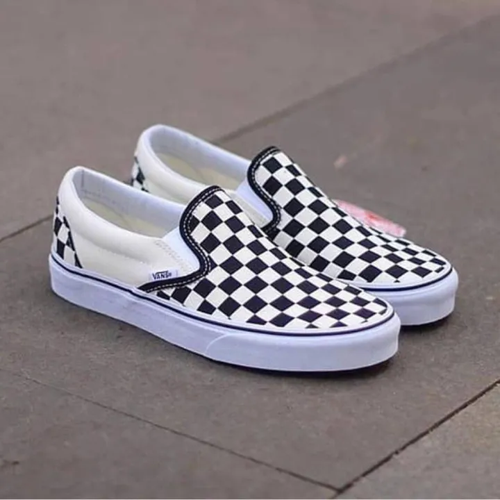 hbcfgnbthxdrrf5157 PRIA Vans slip On Chess Shoes Black White Premium Vans  old Skool Unisex Men's Shoes