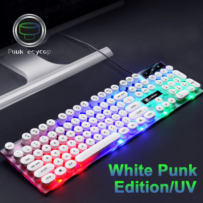 SeynLi Flash LED Gaming Keyboard Keycaps Gradient Punk Round Key Board for Samsung Xiaomi PC Laptop Wired Keyboard 104 Keys
