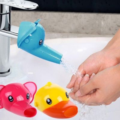 IDEERT อุปกรณ์ล้างมือสีสันสดใสสำหรับเด็กใช้ในห้องน้ำดีไซน์แบบการ์ตูนช้างขยายก๊อกน้ำสำหรับเด็กล้างน้ำได้
