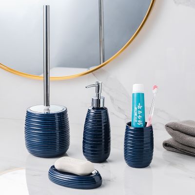 【jw】﹊☫✥ Set para Banheiro Cup Loção Garrafa Saboneteira Escova do vaso sanitário Acessórios de decoração Conjunto 4 peças