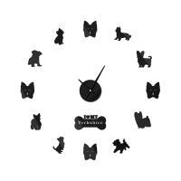 ZZOOI Yorkie Dog Frameless Wall Clock With Long Hands Yorkshire Terrier puppy dog Owner Gift Memorabilia Custom Wall Decor Clock