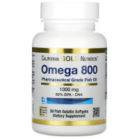 [Exp2025] California Gold Nutrition Omega 800 Pharmaceutical Grade Fish Oil 80% EPA/DHA 1,000 mg 30 Fish Gelatin Softgels