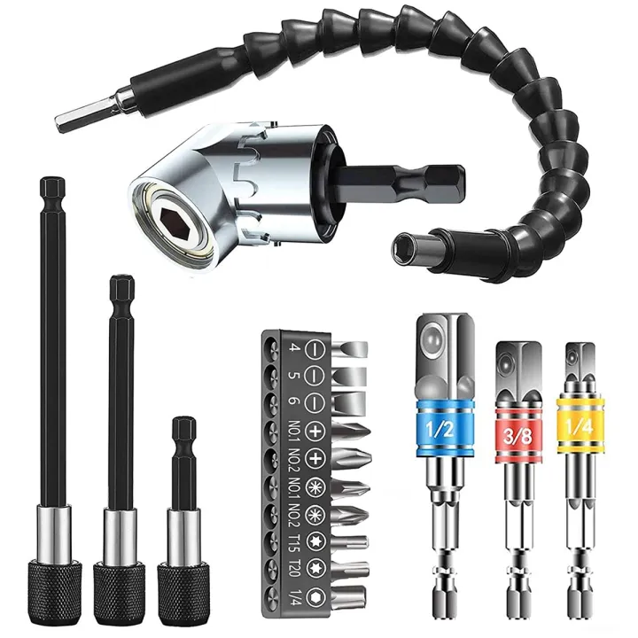 Drill Bit Extension Set for Pneumatic Screwdriver 9pcs Flexible Drill