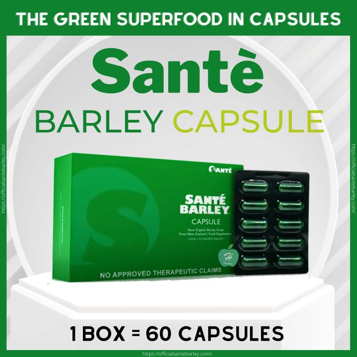 Sante Barley Capsule (1 box) (60 Capsules) Pure Organic Barley Grass ...