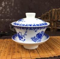 High Capacity Chinese Hand Painted Teaset Elegant Gaiwan 300ml Ceramic Tea Tureen Lid Bowl Saucer Glaze Chinese Teaset Tea Cup