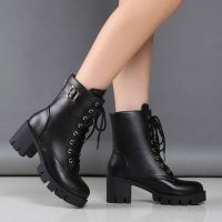 Martin boots รองเท้าบูท ส้นสูง 7 cm รองเท้าบูทส้นสูงผู้หญิง (Ankle boots) ปกป้องข้อเท้า?