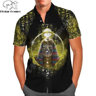 เสื้อฮาวาย2022ฤดูร้อน Kemeja Lengan Pendek โบราณเทพเจ้าแห่งอียิปต์พิมพ์3D เสื้อฮาวายลำลองสำหรับบุรุษ CY-05เสื้อเชิ้ตชายหาด
