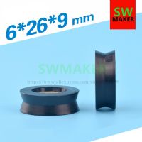 6*26*9mm V groove  V type wrapped rubber bearing  pulley door and window  instrument roller  nylon wrapped plastic groove pulley Decorative Door Stops