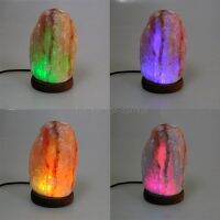 HOT High Efficiency Hand Carved USB Wooden Base Himalayan Rock Salt Lamp Air Purifier Night Light J16 19 Dropship