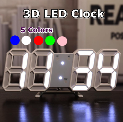 มี6สี นาฬิกาดิจิตอลLED 3D นาฬิกา3มิติ นาฬิกาตกแต่งห้อง นาฬิกาตั้งโต๊ะหรือแขวนพนัง สามารถตั้งปลุกได้ digital clock ราคาถูกพร้อมส่ง!! รุ่น JH-225