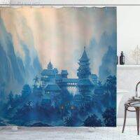 【CW】▼❈  East Shower CurtainWatercolor Painting Chinese Paint At Night Illustration CurtainsHooks
