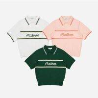 Malbon กอล์ฟแขนสั้นผู้หญิงรุ่นใหม่ปกผสมสีถัก T เสื้อยืดรัดรูปยืด polo เสื้อกีฬากลางแจ้ง golf เสื้อ HFJI