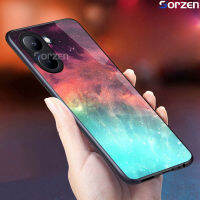 สำหรับ Realme C33 ลาย Sky Starry กระจกเทมเปอร์ไล่ระดับสีเคสกันกระแทกฝาหลังหรูหรา