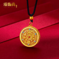 Guochao Vietnam Sand Gold R Flower Silk Hollow Wufu Perfect Pendant จี้ทองเหลืองชุบทองหยดน้ำมัน