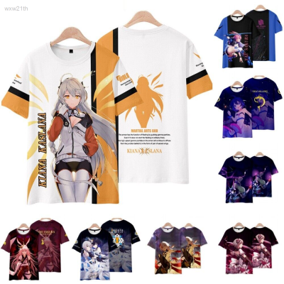 2023 Casual Short Sleeved T-shirt with Honkai Impact Printed with Anime Pattern, Suitable for Both Men And Women. Unisex