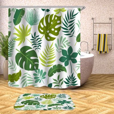 【CW】☊№  OLOEY Floral Polyester Shower Curtains Washable Screens for