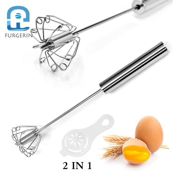 2 in 1 Stainless Easy Whisk Mixer Egg Cream Stirrer Sauce Shaker Cake Blender  Beater+Egg Separator