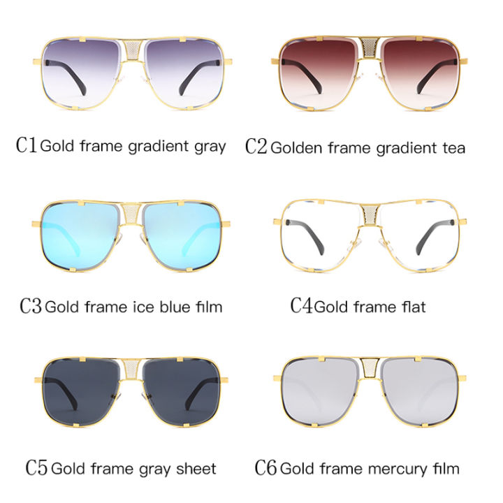 men-square-double-beam-sunshade-glasses-unisex-personality-big-frame-male-metal-mesh-glasses-transparent-colorful-lenses-women-fashion-outdoor-street-shooting-retro-wild-sunglasses