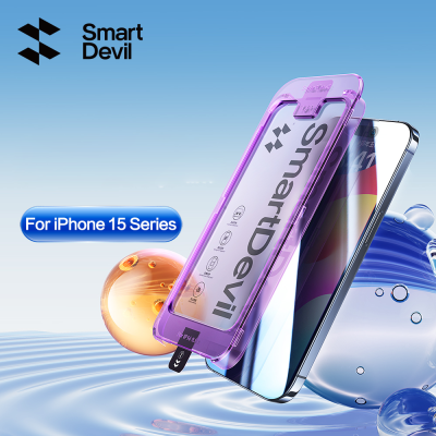 SmartDevil กันฝุ่นปกป้องหน้าจอสำหรับ iPhone 15 /15 Plus/ 15 Pro/15 Pro Max ความเป็นส่วนตัวสีเขียวกระจกนิรภัยป้องกันแสงม่วงน้ำเงินคุ้มครองเต็มรูปแบบปกป้องด้วยเครื่องมือติดตั้งอย่างรวดเร็ว