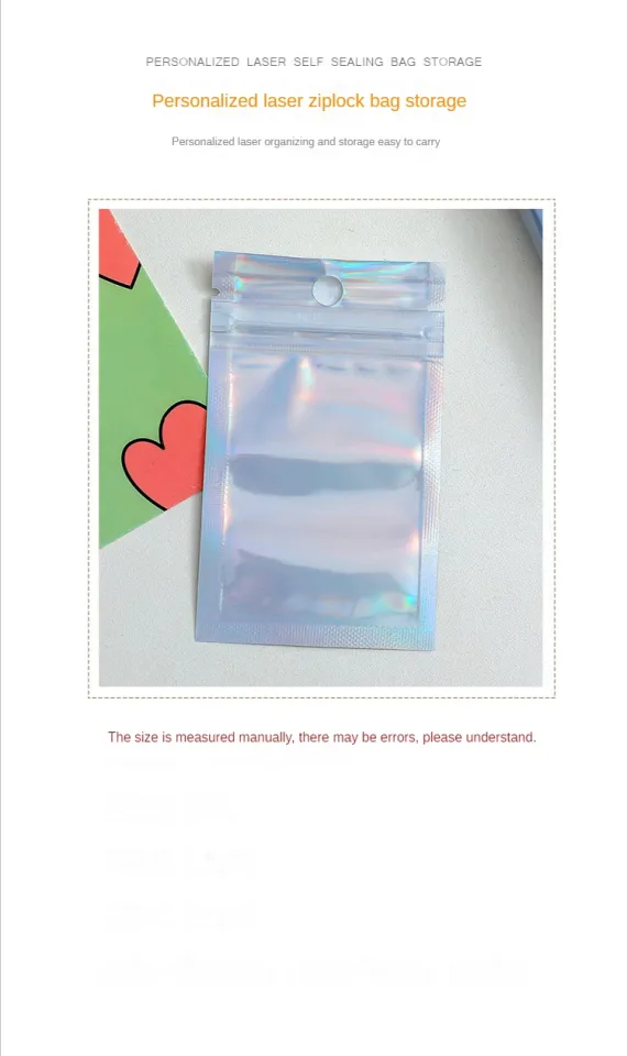 50 Pieces Cute Laser Self Sealing Little Small Plastic Bags for
