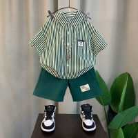 Boys Shirt Suit 2023 New Fashion Baby Summer Short-Sleeved Clothes Trendy Childrens Cool Handsome Fried Street Two-Piece Suit