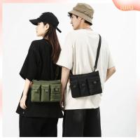 LULU ลำลองแบบสบายๆ กระเป๋า Crossbody ไนลอนทำจากไนลอน มัลติฟังก์ชั่ กระเป๋าแบบสะพายไหล่ แบบพกพาได้ จุได้มาก กระเป๋าใส่เครื่องมือ สำหรับผู้ชาย