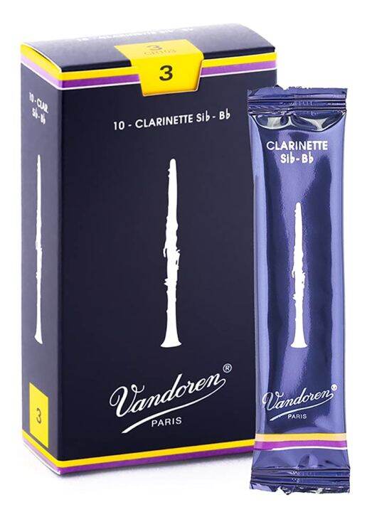 vandoren-ลิ้นบีแฟลต-คลาริเน็ต-bb-clarinet-reeds-รุ่น-traditional-no-3-box-of-10