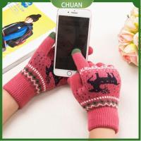 CHUAN Winter Warm Elk Gifts Mittens Christmas Gloves Touch Screen Wool Knitted