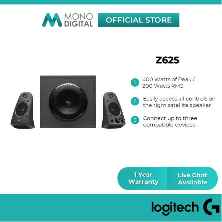 Logitech Z625 Powerful Thx Sound 2.1ch Speakers Logitech Z625 Powerful THX® Certified 2.1 Speaker System With Subwoofer