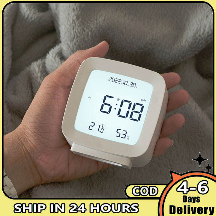 Digital Alarm Clock Time Date Display Electronic Temperature Humidity
