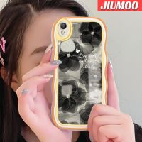 เคส JIUMOO สำหรับ OPPO เคส A37 A37F NEO 9เคสการ์ตูนแฟชั่นสีดำลายดอกไม้สุดสร้างสรรค์กล่องกันกระแทกเคสโทรศัพท์โปร่งใสเคสนิ่มแบบใสซิลิโคนป้องกันเลนส์กล้อง