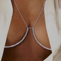 Sexy Thin Link Crystal Chest Bracket Bust Chain Bra Harness Beach Bikini Rhinestone Body Chain Jewelry Necklace For Women Party