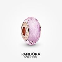 Official Store Pandora 14k Rose Gold-Plated Faceted Pink Murano Glass Charm