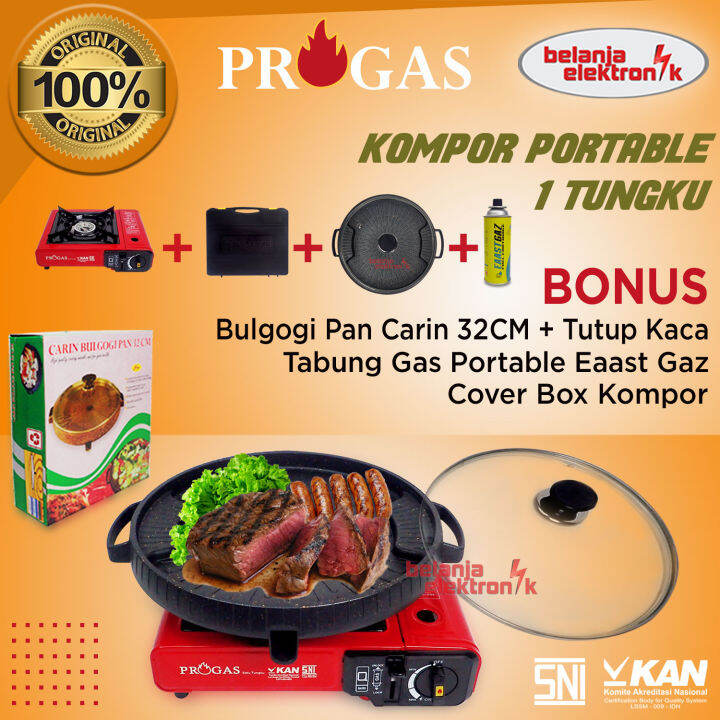 Kompor Portable Progas Tungku Bonus Panggangan Bulgogi Pan Cm Tabung Gas Kaleng Lazada