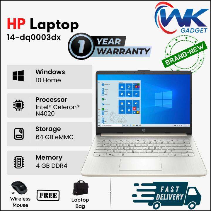 HP Laptop 14dq0003dx processor Intel® Celeron® N4020 Ram 4 GB DDR4