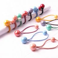 ▣✇♀ 2PCS/Set Cartoon Candy Color Bead Ball Rubber Bands Children Elastic Hair Rope Band Ponytail Holder Girls Kids Hair Accessories