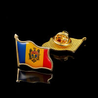 Euro Republic Of Modova Metal World Flag Lapel Pins ชุบเคลือบสีเติมเข็มกลัด