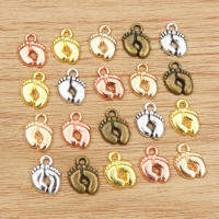 20Pcs 13X10Mm Charms Feet Foot Tibetan Silver Plated Gold Plated Bronze จี้เครื่องประดับโบราณทำ DIY Handmade Craft