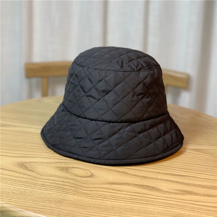 cw-2023-cotton-padded-female-korean-color-lattice-hat-web-fashion-flat-top-warm