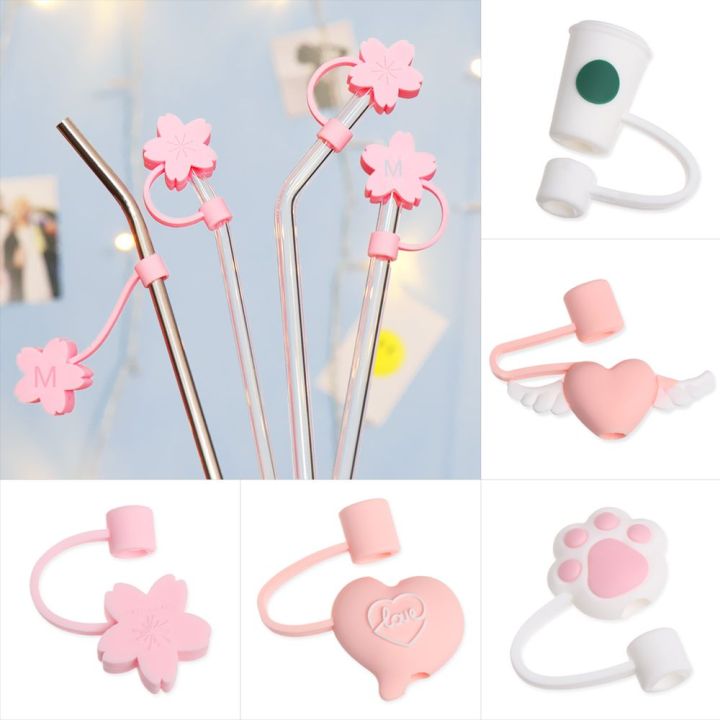 2pcs Cute Silicone Straw Tips Drinking Dust Cap Splash Proof Plugs