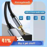 HONEYDEWD ลำโพงสําหรับสตรี หูฟังแบบสวม สายอะแดปเตอร์ USB เป็น3.5มม. สาย AUX ตัวผู้-ตัวผู้ สายสัญญาณเสียง