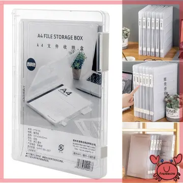 3 Deck Clear A4 File Box, Stackable Portable Project Case, Desk File  Container Holder, Office School Supplies Documents Paper Organizer Plastic  Magazine Storage Box 