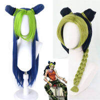 Jojo S Bizarre Adventure Jolyne Cujoh Golden Wind Kujo สีเขียวรุ่นยาว Buns ids คอสเพลย์วิกผมสังเคราะห์ทนความร้อน