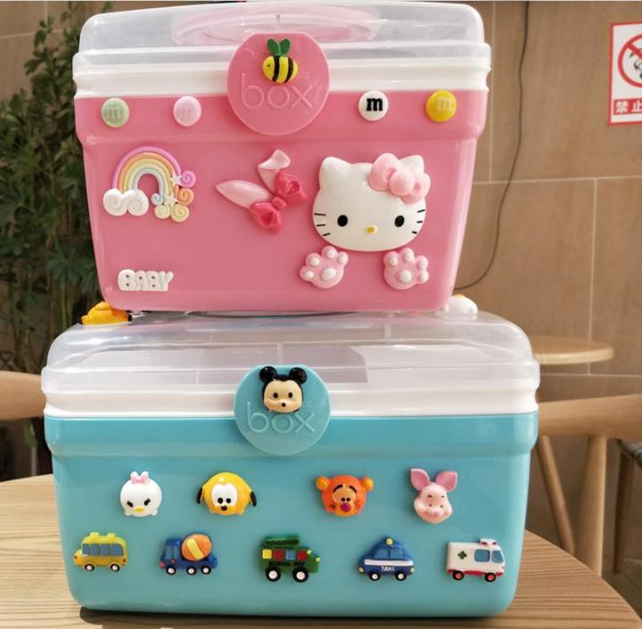 medicine-box-cute-cartoon-family-pack-internet-celebrity-household-storage-box-multi-layer-multi-functional-large-capacity-portable-student-dormitory