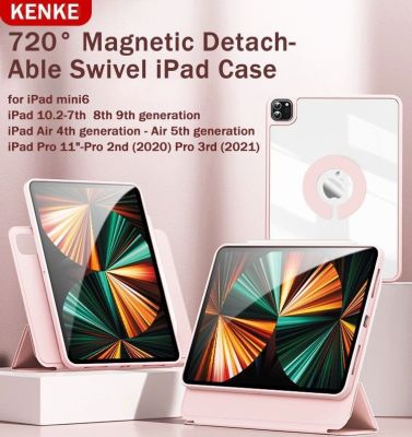 KENKE เคสไอแพด HD DIY โปร่งใส720 ° แม่เหล็กที่ถอดออกได้อะคริลิค Anti-Bending Case สำหรับ iPad Air 5 2022 Air 4 2020 iPad Pro 11 2020 2021 iPad 7th 8th 9th Gen iPad Mini 6 2021 case ฝาครอบสมาร์ทที่ถอดออกได้ฝาครอบแม่เหล็กและ Apple Pencil 2เคสใหม่