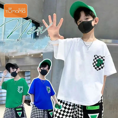 Tumama KIds Boys summer five-point pants set 2023 new mid-sized big boy fashionable T-shirt shorts Korean version two-piece set trend