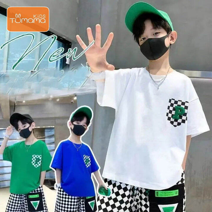 tumama-kids-boys-summer-five-point-pants-set-2023-new-mid-sized-big-boy-fashionable-t-shirt-shorts-korean-version-two-piece-set-trend