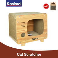 Kanimal Cat Toy ของเล่นแมว บ้านแมว ที่ลับเล็บอุโมงค์ทีวี สำหรับแมวทุกสายพันธุ์ Size L ขนาด 45x25x38 ซม. แถมฟรี! Catnip กัญชาแมว