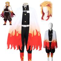 Anime Demon Slayer Cosplay Kimetsu No Yaiba Rengoku Kyoujurou Cosplay Costumes Kimono Uniform Wig Halloween Christmas Clothes